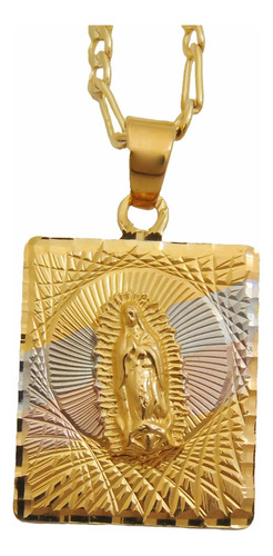 Medalla Virgen De Guadalupe Cuadrada Chapa De Oro
