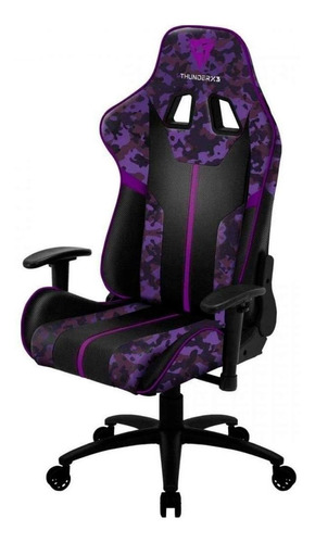 Cadeira de escritório ThunderX3 BC3 CAMO gamer ergonômica  ultra violet com estofado de couro sintético