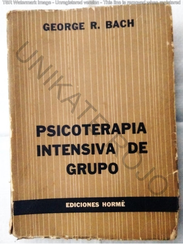 Libro Pscicoterapia Intensiva De Grupo Bach - Hormé - Usado