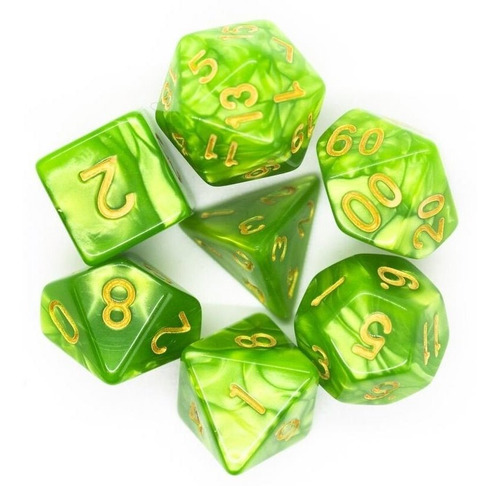 Set Dados X 7 Rol Dungeons And Dragons - Pearl Verde Claro