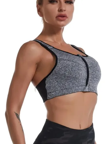 Crop Top Deportivo Ajustable Con Cremallera - Gris Ref. 2070