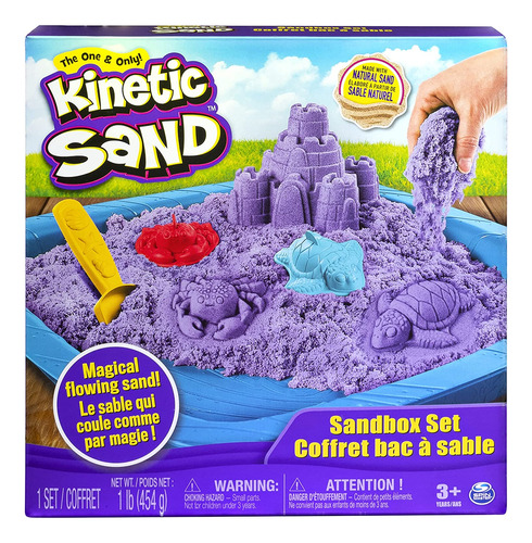 Set De Juego Kinetic Sand Sandbox Con 1 Libra, Color Morado