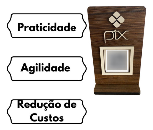Display Pix Para Pagamento Qr Code Placa Mdf Madeira