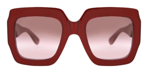 Gafas de sol Gucci GG0178S con marco de acetato color rojo, lente roja degradada, varilla roja de acetato