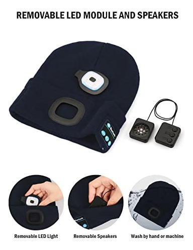 Gorro Bluetooth Con Luz, Usb Recargable, Altavoces Y Micrfon