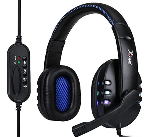 Fone Headset Gamer Usb Led Microfone Kp-359 Knup Azul