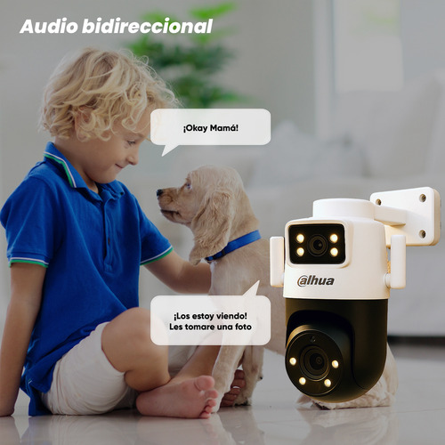 Kit Cronos Cámara De Seguridad Dahua Ip Pt Ipc-wpt1539dd-sw-5e2-pv Wifi Cruiser Dual 10mp Imagen A Color 24/7 Audio Doble Vía Alarma Auto Tracking + Microsd 128gb + Accesorios Cctv Wpt1539d-plus-128