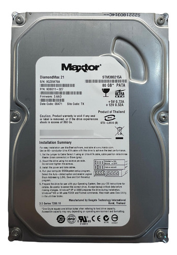 Hd Maxtor 80gb 7.2k 3,5 Pata Pn 9ds011-327 @ Cor Prateado