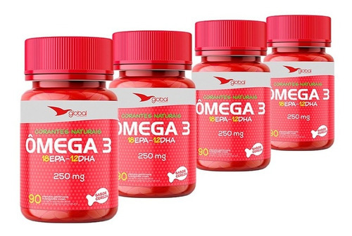 Pack x4 Ômega 3 Peixinho Global Suplementos 90u