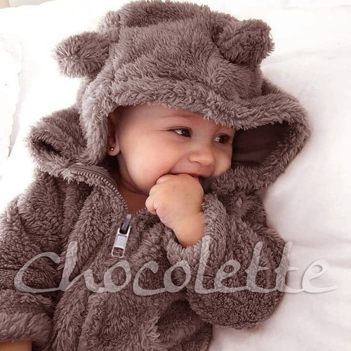 Enterito Teddy Oso Capucha Chocolette Bebes