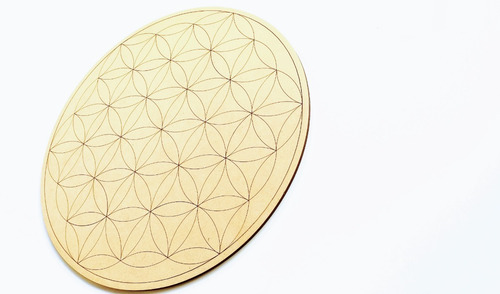 Imagen 2 de 7 de Flor De La Vida Pirograbado Laser 25cm - Mdf / Fibrofacil