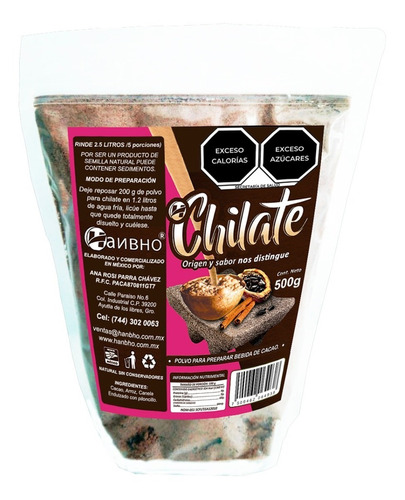 Chilate Tradicional En Polvo 500g - Marca Hanbho