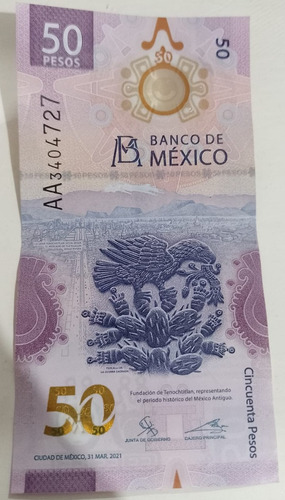 Billete De 50 Pesos, Ajolote, Familia G, Serie Aa