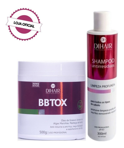 Bbtox Tratamento Dihair 500g + Shampoo Limpeza Profunda