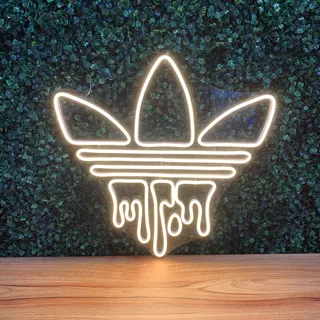 Placa Luminária Painel Neon Led - adidas 40x40cm