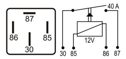 Relé Auxiliar 40a - 12v Universal Partida Frio