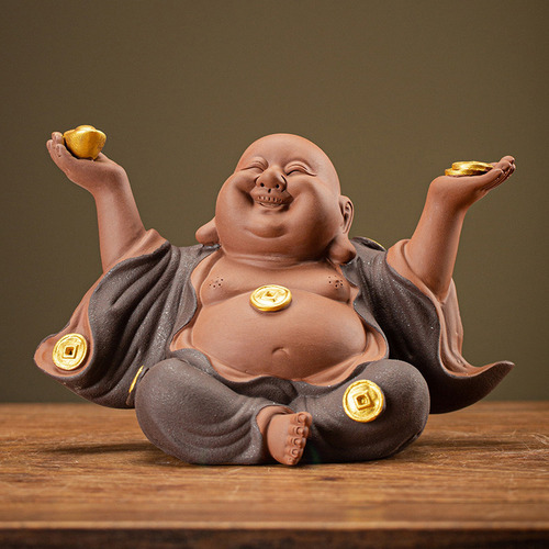 Buda De La Abundanci Cerámica Maitreya Buda Sonriente 10cm