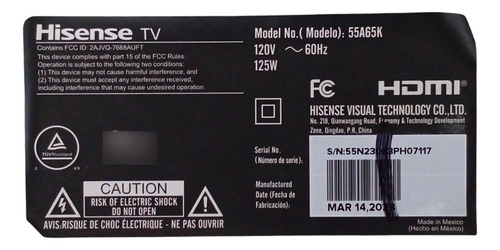 T-con Hisense 55a65k Rsag7.820.12804/roh (Usado)