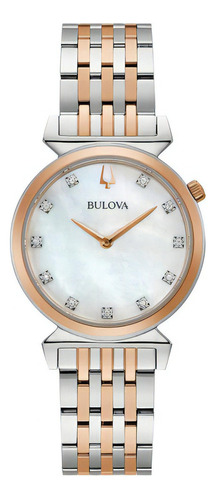 98p192 Reloj Bulova Regatta Diamantes Mujer Rosado/plateado Color De La Correa Plateado/rosado Color Del Bisel Rosa Color Del Fondo Madre Perla