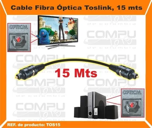 Cable Toslink Fibra Optica Largo 15m Ref Tos15 Computoys Sas