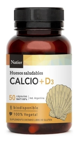 Calcio + D3 Huesos Saludables Natier 50 Capsulas