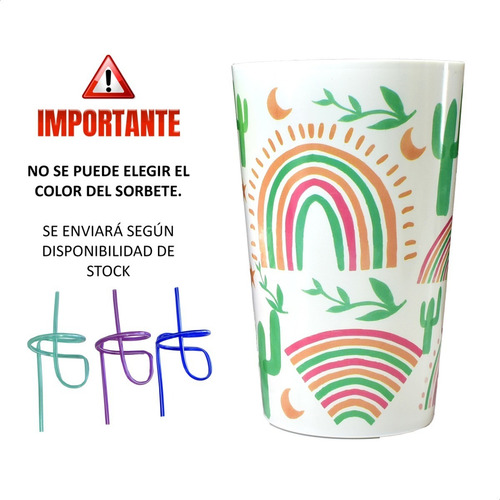 Imagen 2 de 7 de Vaso Plastico Infantil Niños Niñas Escolar Sorbete