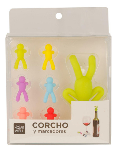 Set 6 Marcadores De Copas Y 1 Corcho Silicona