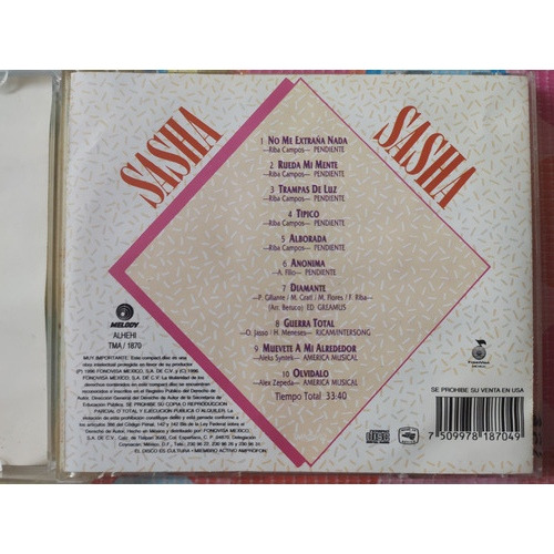 Sasha Cd Sus Éxitos V (Usado)