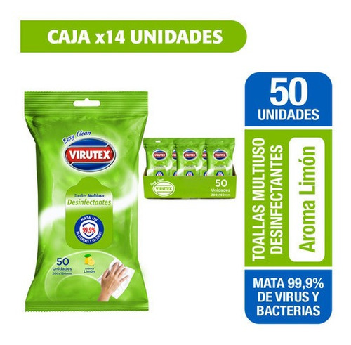 Caja X 14 Unidades  Paños Desinfectantes Pouch Limon Clasica