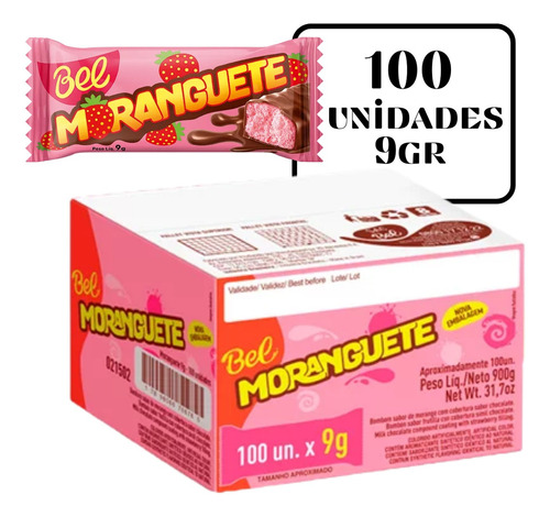 Chocolate Bombom Moranguete Caixa C/100 Unids De 9g - Bel
