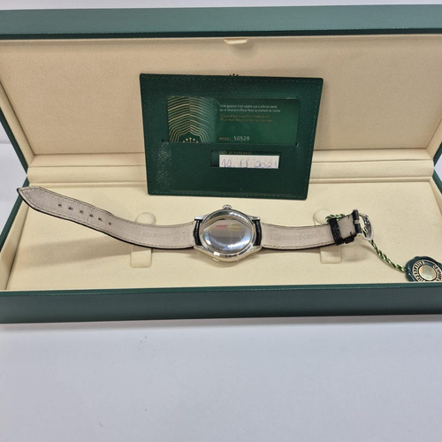 Rolex Cellini Dual Time Ouro Branco 39mm Automático Completo Preto Prateado Prata (Usado)