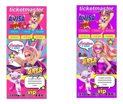 Kit Imprimible Barbie Super Princesa Candy Bar Cotillon 2x1