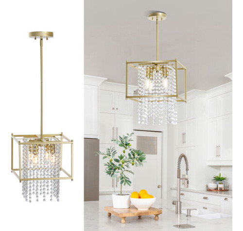 Modern Gold Crystal Kitchen Island Lighting Pendant Ligh Eem