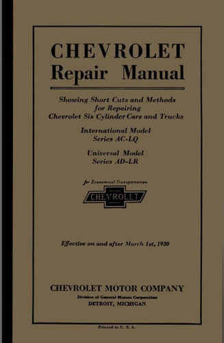 Chevrolet 1930 Manual De Taller Y Restauracion Vers.papel