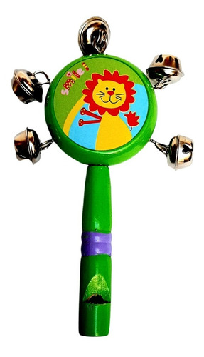 Maraca Sonajero Con Cascabeles Y Silbato De Madera Infantil