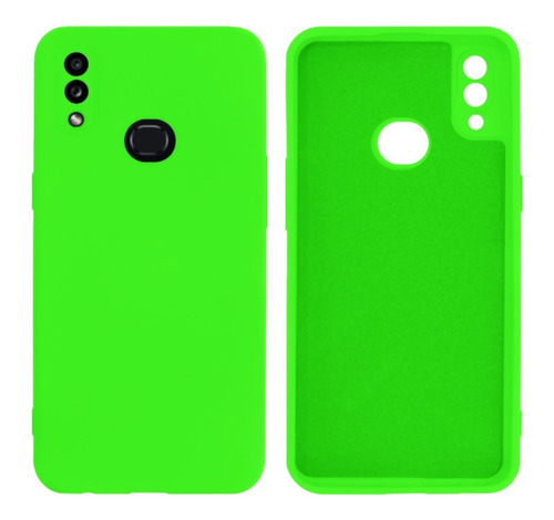 Case Capa Silicone Proteção Camera Para Samsung Galaxy A10s Cor Verde Neon Liso