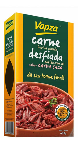 Carne Bovina Desfiada Cozida Curada Carne Seca Vapza 400g