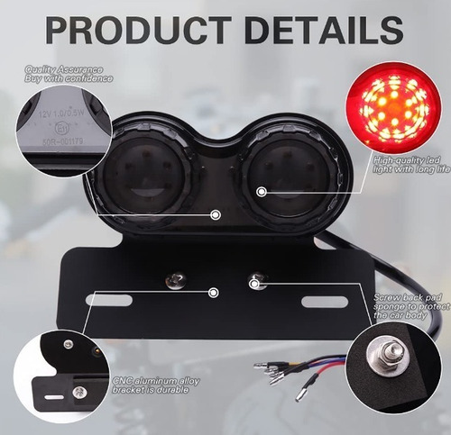Imagen 3 de 6 de Luces Porta Placa Para Motos Universales Ahumados