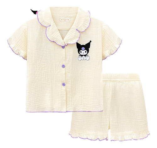 Pijama Sanrio Kuromi De Algodón Fino De Manga Corta