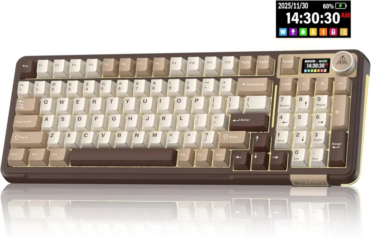 Teclado Mecânico Solakaka A99 Pro Sem Fio Tri-Modo, Switch Estrela, Gasket e Tela RGB