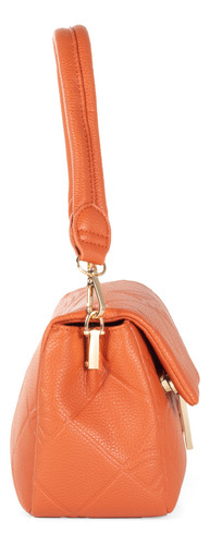 Bolsa Crossbody Cloe Para Mujer Accesorio Metálico Acabado Color Naranja