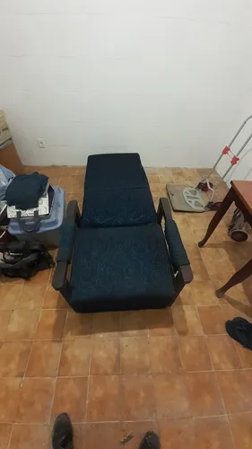 Sofa Cama De 1 Plaza Con Brazos Cerrado Medidas 80 X 80 Azul Liso