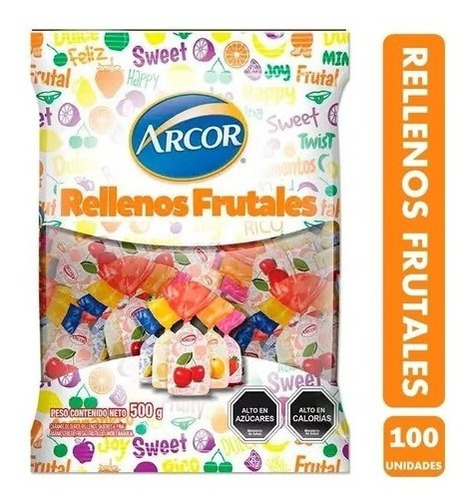 Caramelo Relleno Frutales De Arcor Bolsa De 100 Unidades 