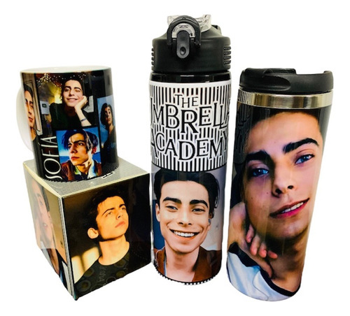 Paquete Taza+termo Aidan Gallagher The Umbrella Academy Color Blanco