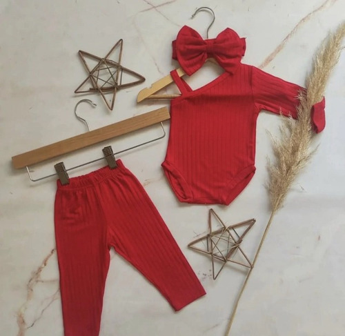  Conjunto Baby Morley Red  Set Trio