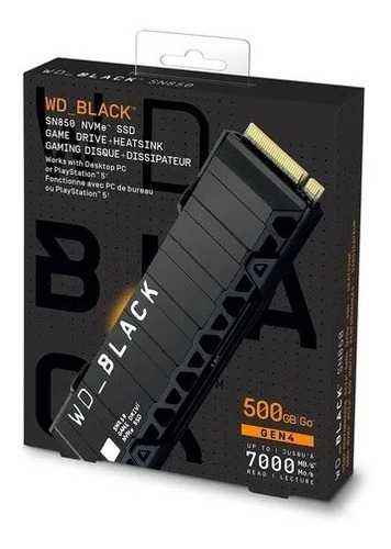Imagen 2 de 2 de Ssd Interno Wd Black Sn850 500gb Nvme Pci Gen4 Con Disipador