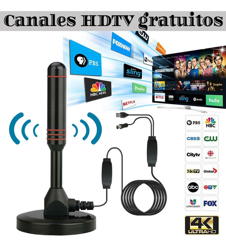 Antena De Tv Digital, 4k 1080p Interiores Canales Gratuitos
