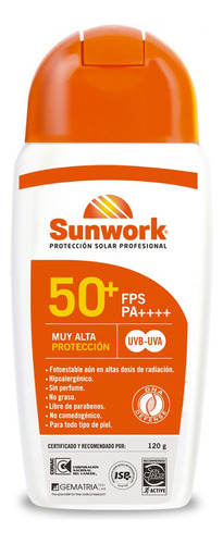 Protector Solar Sunwork Fps 50+ Formato De 120 Grs Uvb, Uva