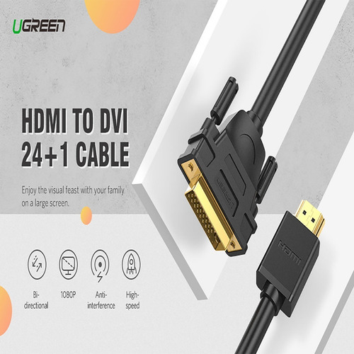 Imagen 7 de 7 de Cable Hdmi A Dvi 24 + 1 Ugreen Bidireccional 1.5m