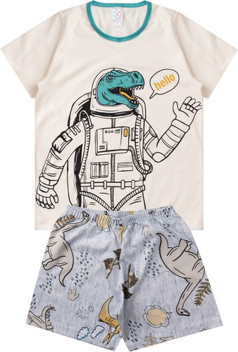 Conjunto Pijama Infantil Menino Algodão Estampa Dino